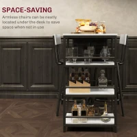 HOMCOM Three-Piece Kitchen Dining Set, with Shelves - Grey/Black(m-7)