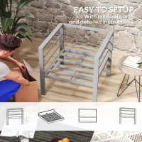 Outsunny Garden Sofa, All-Weather Garden Single Sofa with Removable Cushions, Metal Frame Outdoor Furniture for Balcony, Charcoal Grey(m-6)