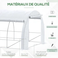 Outsunny Serre de jardin 18 m² dim. 6L x 3l x 2H m avec porte + parois latérales zippées enroulables, 12 fenêtres, acier PE haute densité 140 g/m² Anti-UV blanc(m-4)