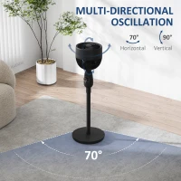 HOMCOM Pedestal Fan, Powerful Air Circulator, 12 Inch Floor Standing Fan with 3 Speed Settings, Oscillating Function for Bedroom, Home and Office, Black(m-5)