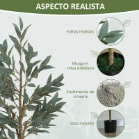 HOMCOM Planta Artificial de Louro 150 cm Planta Artificial Decorativa Grande Decoração para Casa Escritório Varanda Quarto Verde(m-4)