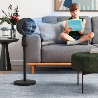 HOMCOM Pedestal Fan, Powerful Air Circulator, 12 Inch Floor Standing Fan with 3 Speed Settings, Oscillating Function for Bedroom, Home and Office, Black(m-7)