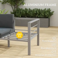 Outsunny Two-Seater Aluminium Garden Sofa - Grey(m-5)