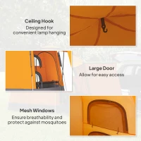 Outsunny Automatic Pop Up Camping Tent, Instant Setup 2-4 Man Tent with Mesh Windows, Waterproof & UV30+, Portable with Carry Bag for Fishing, Hiking, Backpacking, Orange(m-6)