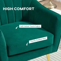HOMCOM Velvet-Feel Shell Back Accent Chair - Green(m-4)