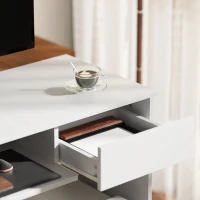 HOMCOM 100cm Compact Computer Desk with Keyboard Tray, Home Office Desk with Drawer for Bedroom Study, White(m-8)