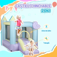 AIYAPLAY Castillo Hinchable con Tobogán Inflador y Bolsa de Transporte Estacas y Parches de Reparación Diseño Multicolor(m-4)