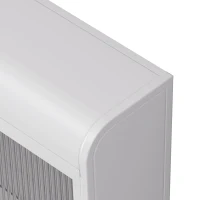 3-türiger Wandmontierter Glasschrank mit Gewölbtem Design, Vielseitiger Stauraum, 90×20×70 cm, Weiß(m-6)