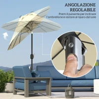 Outsunny Ombrellone Doppio con Luci LED e Base a Croce, in Poliestere e Acciaio, 295x150x219 cm, Bianco Crema(m-5)