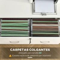 Vinsetto Cajonera de Oficina con 2 Cajones para Carpetas Colgantes con Cerradura y 2 Llaves 77x42x72 cm Blanco(m-5)