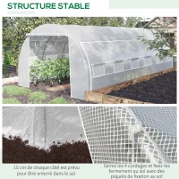 Outsunny Serre de jardin 18 m² dim. 6L x 3l x 2H m avec porte + parois latérales zippées enroulables, 12 fenêtres, acier PE haute densité 140 g/m² Anti-UV blanc(m-7)