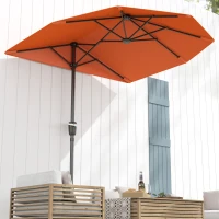 Outsunny 2m Half Parasol Umbrella - Orange(m-8)