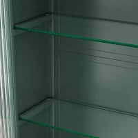 Badezimmerschrank hängend mit 3 Türen und Glasfront, 90x20x70 cm, perfekt fürs Badezimmer, Dunkelgrün(m-10)