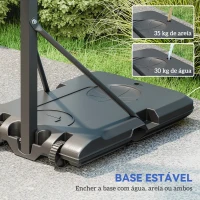 SPORTNOW Tabela de Basquetebol Ajustável de 146-236 cm Portátil com Rodas e Base Preenchível com Água ou Areia 71x45x146-236 cm Preto(m-5)