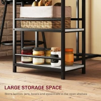 HOMCOM Three-Piece Kitchen Dining Set, with Shelves - Grey/Black(m-6)