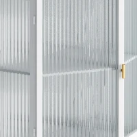 Eckschrank mit Metall Glas Glastür Verstellbarem Regal und Modern Design für Wohnzimmer 80 cm Höhe Weiß(m-7)