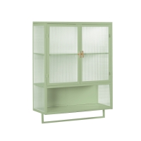 Moderne 2-türige Hängeschrank mit Glastüren, Zwei Ebenen Geschlossener Stauraum, 60×23×78 cm, Grün