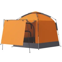 Outsunny Automatic Pop Up Camping Tent, Instant Setup 2-4 Man Tent with Mesh Windows, Waterproof & UV30+, Portable with Carry Bag for Fishing, Hiking, Backpacking, Orange(m-11)