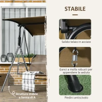 Outsunny Dondolo da Giardino 3 Posti con Copertura Regolabile, in Acciaio e Poliestere, 172x110x153 cm, Marrone e Grigio(m-5)