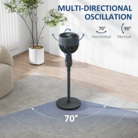 HOMCOM Pedestal Fan, Powerful Air Circulator, 12 Inch Floor Standing Fan with 3 Speed Settings, Oscillating Function for Bedroom, Home and Office, Grey(m-5)