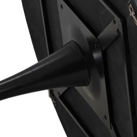 Moderner Runder Esstisch, Vier Patchwork-Tischplatten, Metallbasis, 120×120×75 cm, Schwarz(m-6)