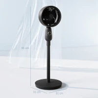 HOMCOM Pedestal Fan, Powerful Air Circulator, 12 Inch Floor Standing Fan with 3 Speed Settings, Oscillating Function for Bedroom, Home and Office, Black(m-3)