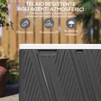 Outsunny Panca Contenitore 380L in HDPE con 2 Maniglie Laterali e Leva a Gas, 115x60x60 cm, Nero e Grigio(m-5)