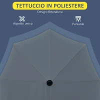 Outsunny Ombrellone Semicircolare con Manovella e Tettuccio Anti UV, 200x190x240 cm, Grigio(m-7)
