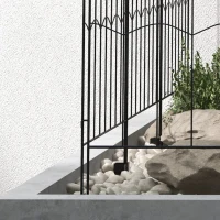 Outsunny Recinzione Esterna a 4 Pannelli i Acciaio Nero con 8 Picchetti da Terra, 348x110 cm(m-8)