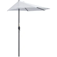 Outsunny Ombrellone da Terrazza a Mezzaluna con Apertura a Manovella e Palo a 2 Sezioni, 2.6x1.35 m, Bianco(m-10)