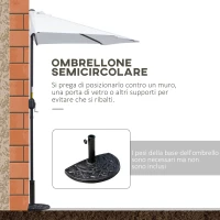 Outsunny Ombrellone da Terrazza a Mezzaluna con Apertura a Manovella e Palo a 2 Sezioni, 2.6x1.35 m, Bianco(m-4)