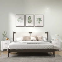 HOMCOM Bedside Table Set of 2 with 2 Drawers, Nightstands with Handles and Elevated Base, Side Tables for Bedroom, Living Room, White(m-10)