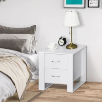 HOMCOM Bedside Table Set of 2 with 2 Drawers, Nightstands with Handles and Elevated Base, Side Tables for Bedroom, Living Room, White(m-7)