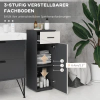 kleankin Badezimmerschrank, Badkommode, verstellbare Regale, bis zu 25 kg belastbar, Grau(m-5)