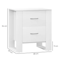 HOMCOM Bedside Table Set of 2 with 2 Drawers, Nightstands with Handles and Elevated Base, Side Tables for Bedroom, Living Room, White(m-3)