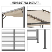 Outsunny Pavillon, Pergola mit einstellbarem Stoffdach, Partyzelt, Überdachung, Polyester, Beige, 300 x 280 x 238 cm(m-5)