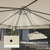 Outsunny Toile pour tonnelle 3 x 3 m toile de rechange pour tonnelle à 2 niveaux protection UPF30+ trous de drainage crème(m-4)