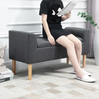 HOMCOM Banc coffre rangement capitonné banquette avec accoudoirs, banc de rangement pour la chambre à coucher, entrée, salon, charge 130 Kg dim. 116 x 44 x 58 cm gris foncé(m-9)