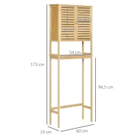 kleanklin Móvel de Bambú sobre Sanita Armário Alto para Casa de Banho com 2 Portas 1 Prateleira Interior e 1 Prateleira de Armazenamento 60x23x173cm Natural(m-3)