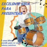 AIYAPLAY Bateria Infantil Bateria para Crianças acima de 3 Anos com Tambores Bombo Prato Pedal e Baquetas 65x36x76 cm Dourado(m-6)