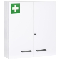 kleankin Armoire à pharmacie 6 étagères avec serrure et 2 clés de sécurité, 55x18x60 cm, blanc