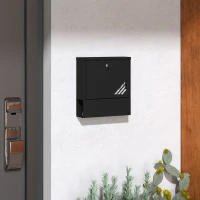 HOMCOM Cassetta Postale a Muro in Metallo con Finestrella e Serratura, 30x8.5x32.5 cm, Grigio Carbone(m-2)