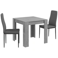 HOMCOM Set da Pranzo 3 Pezzi con Tavolo da Cucina 80x80x76 cm e 2 Sedie Moderne 41x50x97 cm, Grigio(m-10)