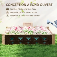 Outsunny Jardinière en bois carré potager extérieur bois avec bac à compost design à fond ouvert 123 x 123 x 25,5 cm bois naturel(m-6)
