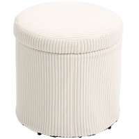 HOMCOM Pouf rangement 32 L pouf salon en velours côtelé avec couvercle charge max. 120 kg, pour couloir, chambre, salon, beige