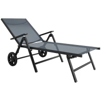 Outsunny Five-Position Reclining Sun Lounger - Grey(m-1)
