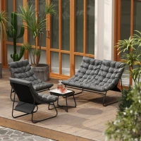 Outsunny Four-Piece Curved Seat Garden Sofa Set - Grey/Black(m-8)