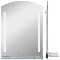 kleankin Specchio per Bagno con Luce LED Regolabile a 3 Colori e Mensola in Vetro, 50x12x70 cm, Argento(m-10)