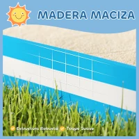 AIYAPLAY Arenero Infantil de Madera con 4 Asientos Diseño de Rayas y Base Protectora para Jardín 133x133x16 cm Azul y Blanco(m-6)