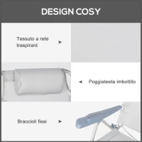Outsunny Set 2 Sedie da Campeggio Pieghevoli e Reclinabili su 6 Livelli, in Alluminio e Schiuma, 62x65x80 cm, Grigio Chiaro(m-6)